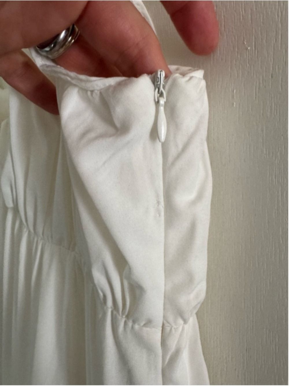 White Cottagecore Milkmaid Midi Dress Ruffle Tiered Romantic NWT XS - Picture 8 of 11